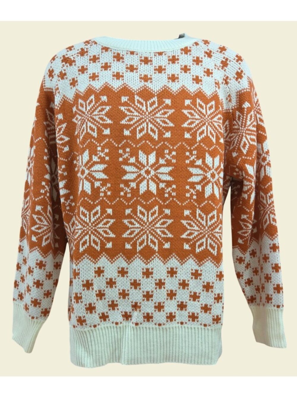 Exlura Orange & White Acrylic Nordic Sweater Size XXL